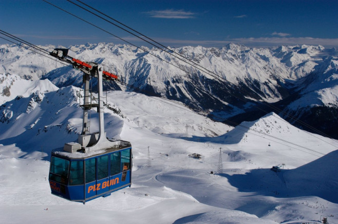 Cable car at Davos ski resort Switzerland