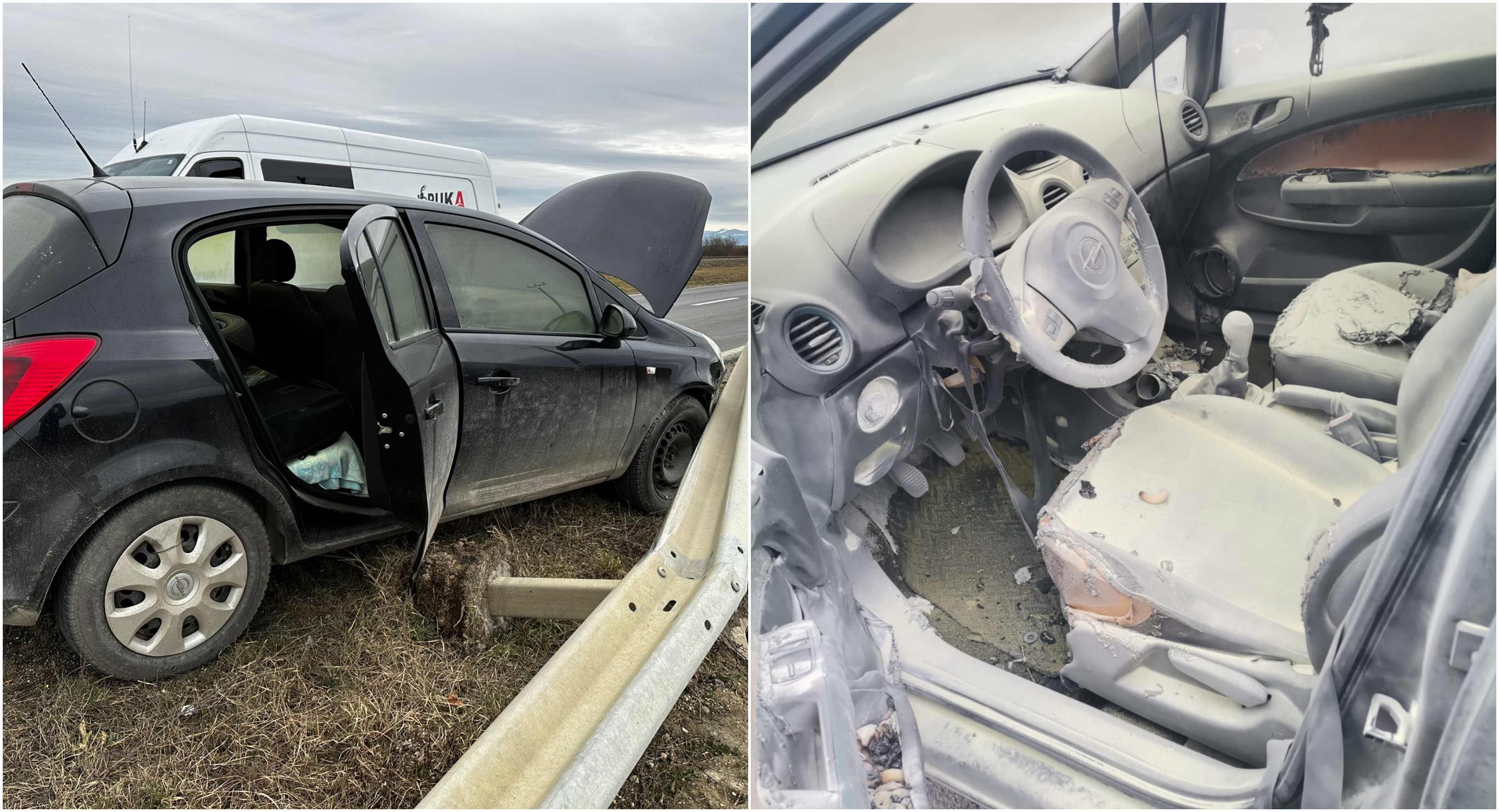 O șoferiță din Satu Mare s-a aruncat din mașina care luase foc. O femeie a sărit să o ajute: "Hainele îi erau curprinse de flăcări"