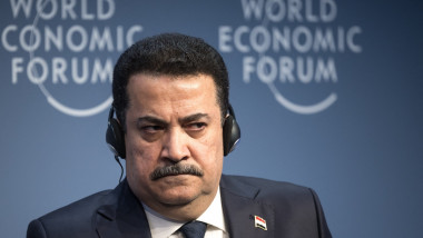 Iraqi Prime Minister Mohamed Shia al-Sudani attends a session at the World Economic Forum (WEF) meeting in Davos