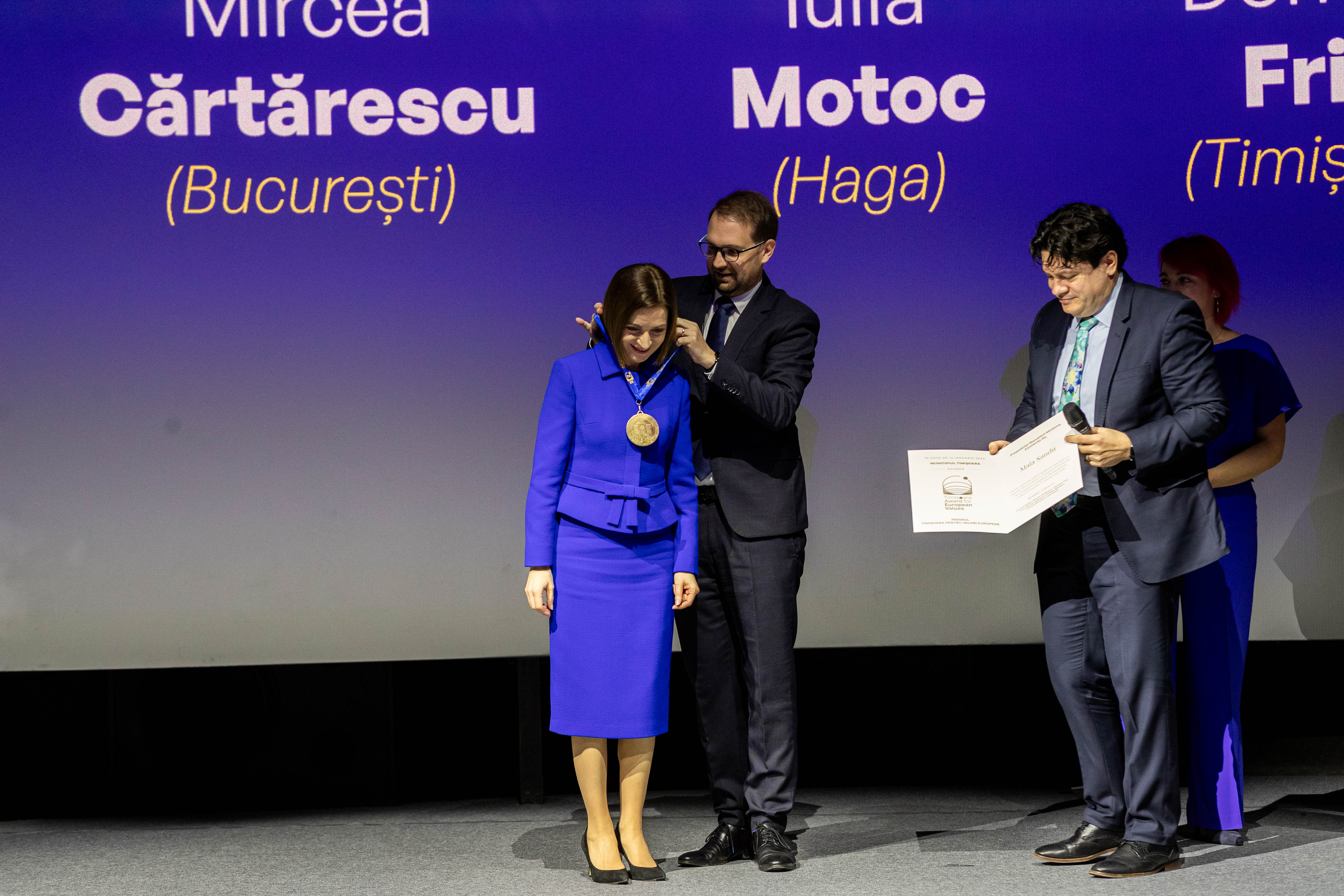 Premiul primit de Maia Sandu la Timişoara e contestat la Chişinău. Președinția cere clarificări de la Centrul Anticorupţie