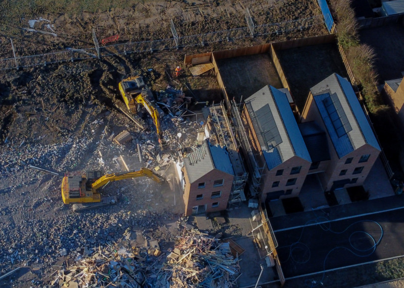 Demolition has started on over 80 houses at the Darwin Green development in Cambridge.