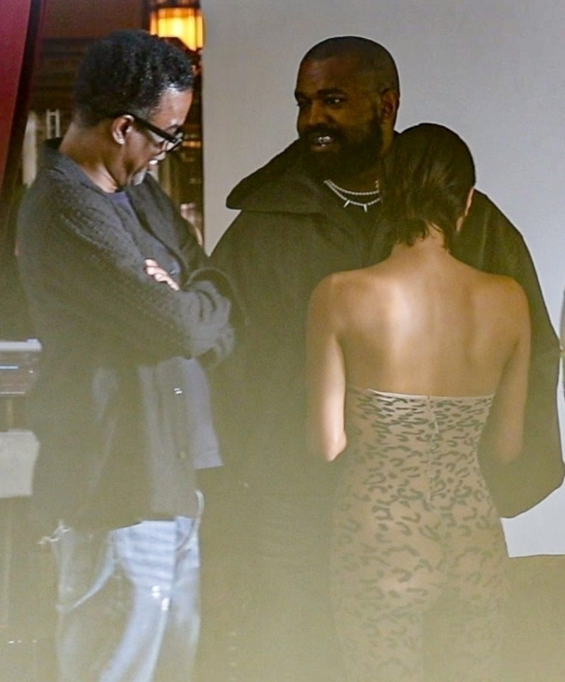 *PREMIUM-EXCLUSIVE* Kanye West shows off his $850k titanium dentures during outing with Bianca Censori and Chris Rock at Chateau Marmont. **WEB EMBARGO UNTIL 11:53 PM EST on January 18, 2024**