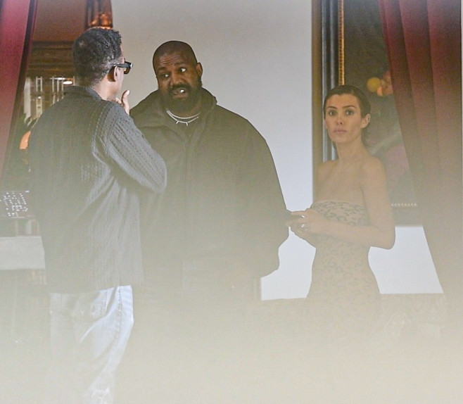 *PREMIUM-EXCLUSIVE* Kanye West shows off his $850k titanium dentures during outing with Bianca Censori and Chris Rock at Chateau Marmont. **WEB EMBARGO UNTIL 11:53 PM EST on January 18, 2024**