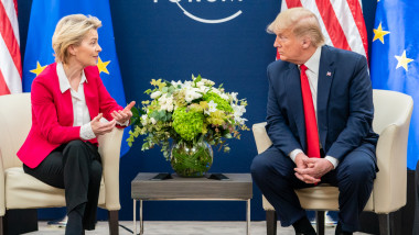 President Donald J. Trump meets with the President of the European Commission Ursula von der Leyen during the 50th Annual World Economic Forum in Davos