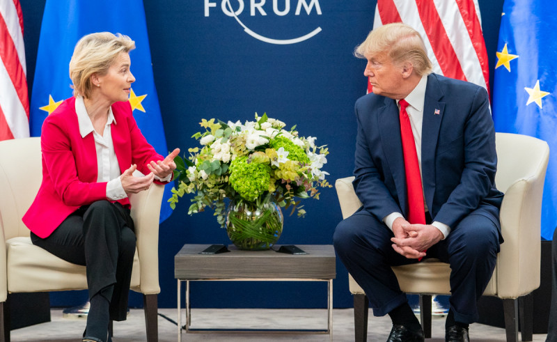 Reportage: President Donald J. Trump meets with the President of the European Commission Ursula von der Leyen during the 50th Annual World Economic Forum meeting Tuesday, Jan. 21, 2020, at the Davos Congress Centre in Davos, Switzerland