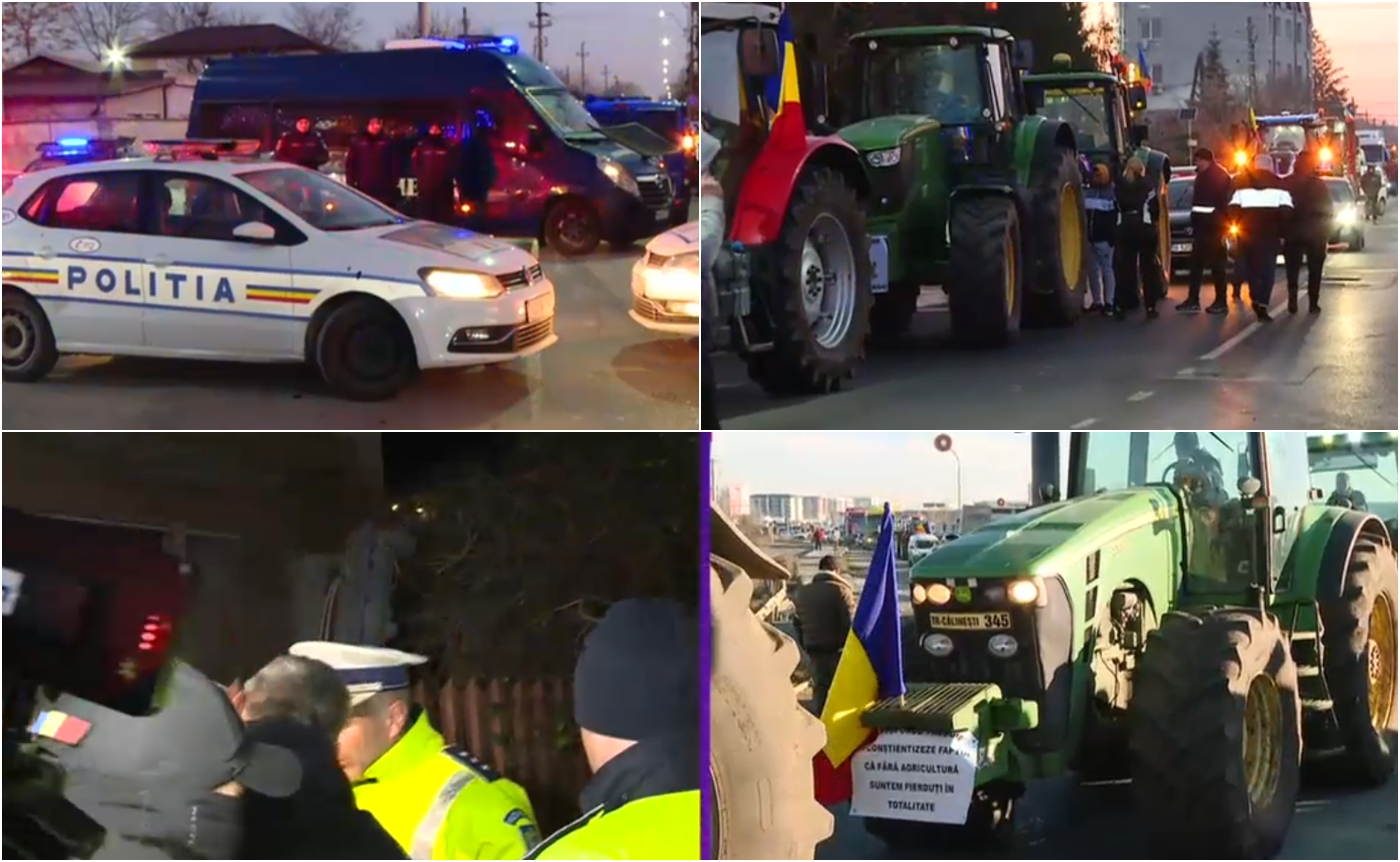 Confruntări fermieri - polițiști. Protestatarii au trecut de forțele de ordine la Centura Capitalei și forțează intrarea în București