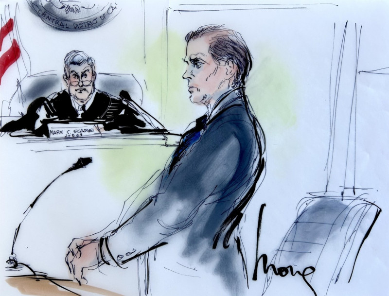 *PREMIUM-EXCLUSIVE* Hunter Biden appears dour in court sketches as he appears in LA court on tax evasion charges