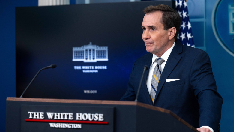National Security Council Coordinator for Strategic Communications John Kirby speaks during the press briefing at the White House