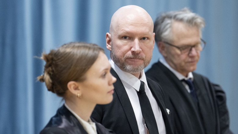 Anders Behring Breivik in a case against the state regarding sentencing conditions