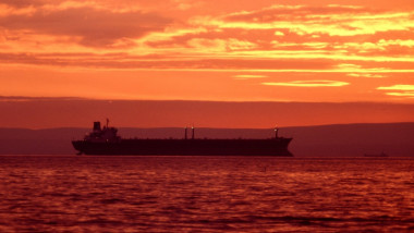 Oil Tanker dawn Firth of Forth Scotland