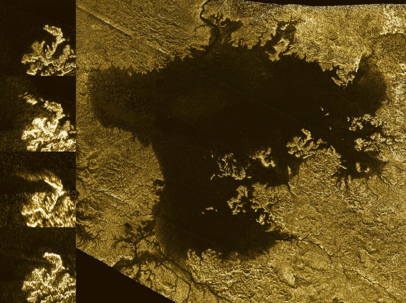Hydrocarbon sea on Titan, radar images