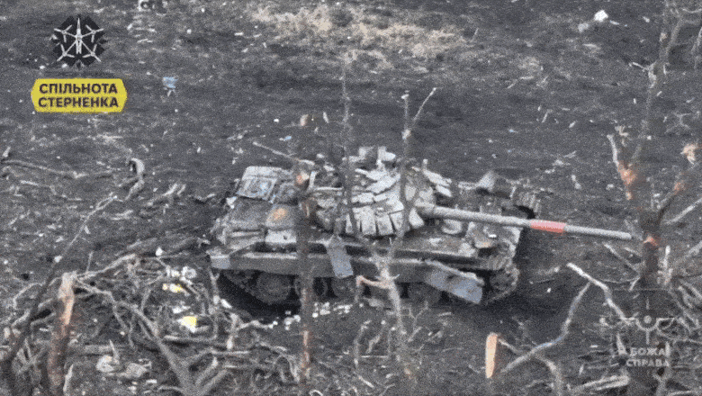 Tanc rusesc distrus de o dronă ucraineană la Avdiivka