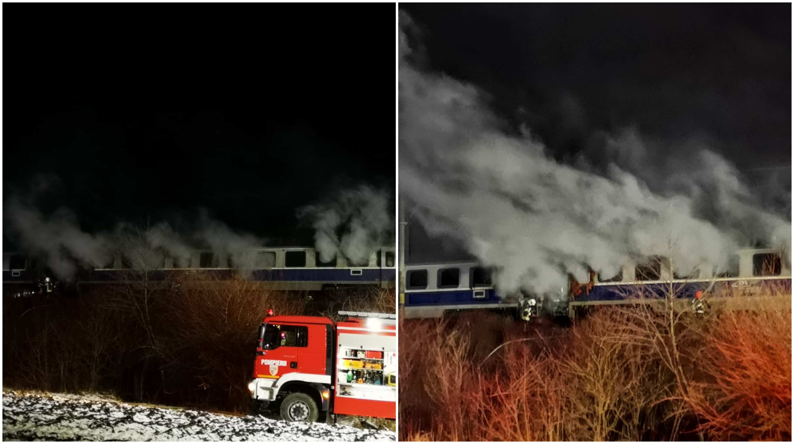Un tren de călători a luat foc în mers, în zona Beclean. Zeci de persoane au fost evacuate