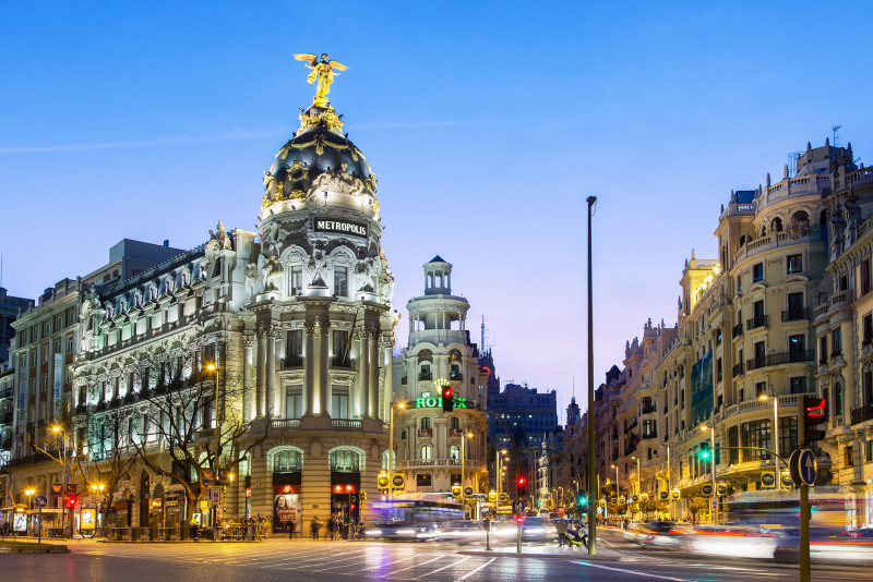 Madrid, Metropolis Building at Night