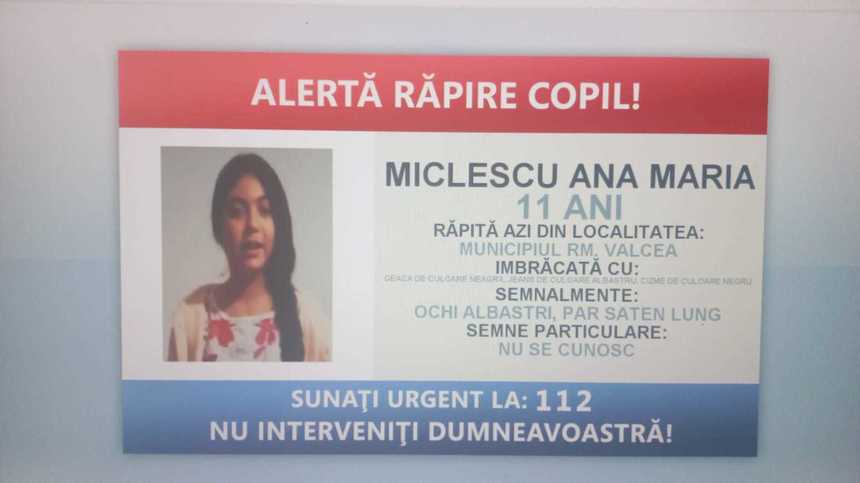 Fata de 11 ani care a fost urcată cu forța într-o mașină a fost găsită de polițiști după 4 ore de la dispariția ei