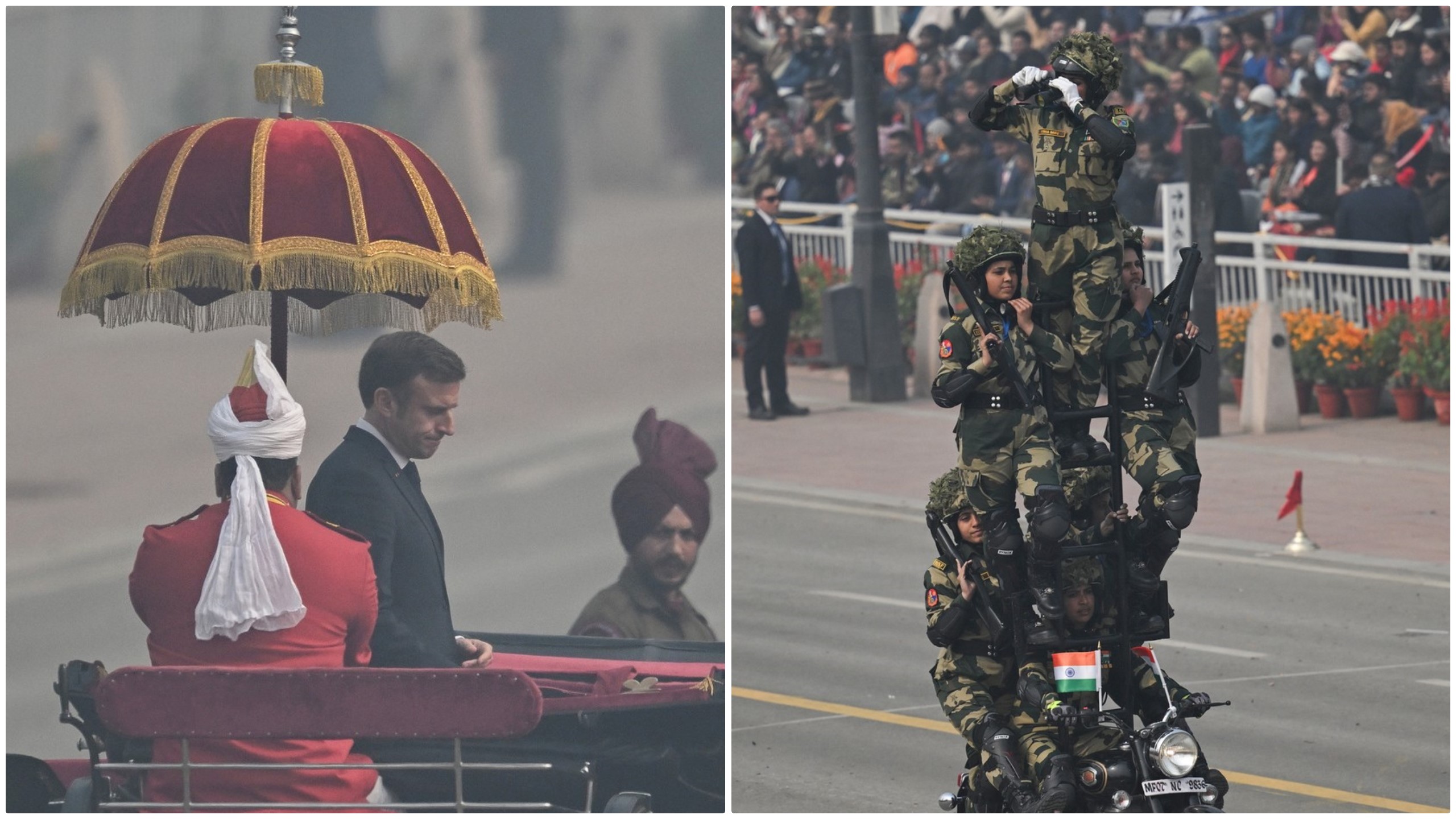 Macron a fost plimbat cu caleașca la uriașa paradă militară de la New Delhi. Președintele Franței a fost invitat de onoare