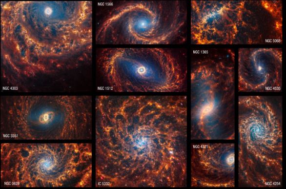 FOTO. Telescopul James Webb a surprins imagini spectaculoase cu 19 galaxii spirale, vecine cu Calea Lactee