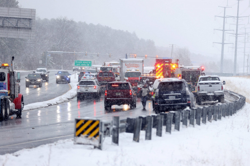 LOUDON COUNTY, PA - JANUARY 19: Emergency team on hand as a Cessna passenger plane headed for Lancaster, Pennsylvania ma