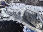 Great falls partially frozen during heavy winter in New Jersey