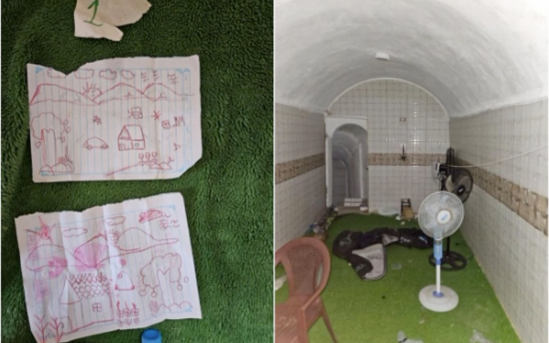 Soldaţii israelieni au găsit un tunel în Gaza unde au fost ţinuţi ostatici. Pe pereți mai erau încă desenele făcute de un copil