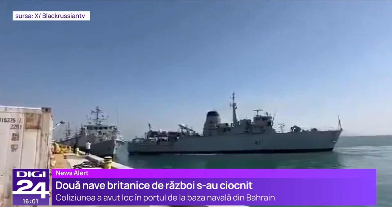 VIDEO Momentul în care două nave britanice de război se ciocnesc într-un port din Bahrain