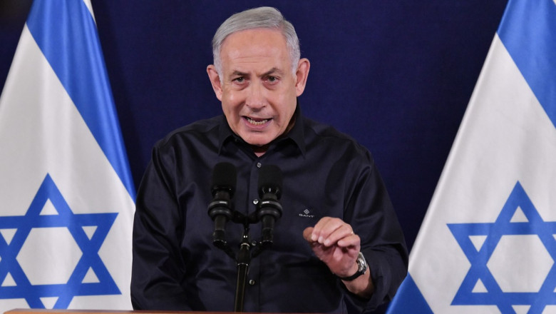 benjamin netanyahu in timpul unor declaratii de presa