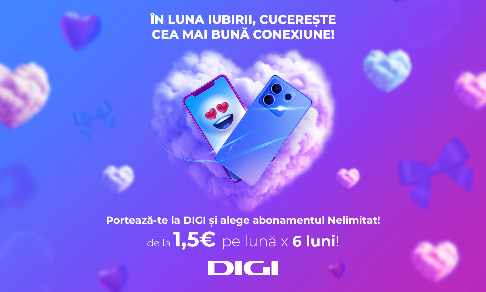 În „Luna iubirii”, clienții DIGI se bucură de 50% reducere la portare, timp de 6 luni