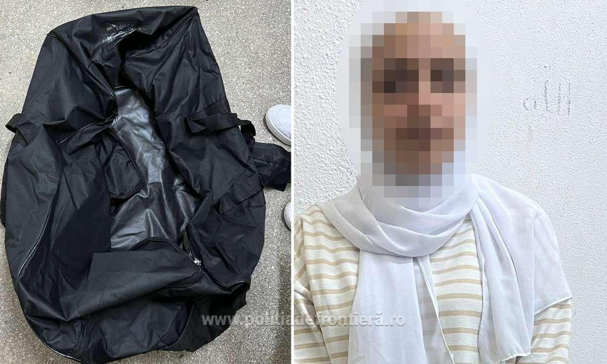 O femeie a încercat să intre în România ascunsă într-o geantă
