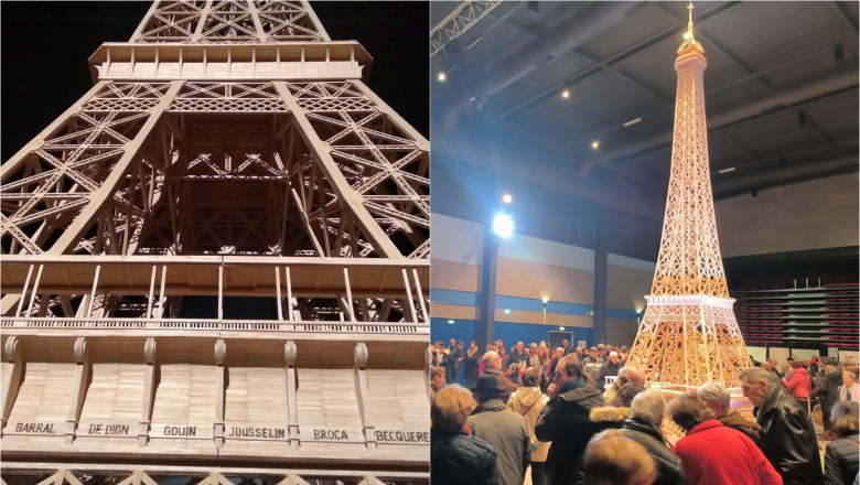 model al Turnului Eiffel făcut din peste 700.000 de chibrituri