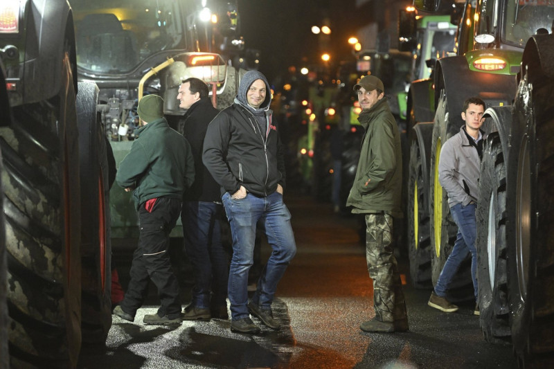 Farmers blockade of Brussels during the European summit BRUSSELS, BELGIUM - FEBRUARY 01 : Farmers blockade of Brussels d