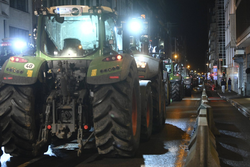 Farmers blockade of Brussels during the European summit BRUSSELS, BELGIUM - FEBRUARY 01 : Farmers blockade of Brussels d