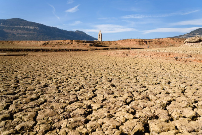 Sau water reservoir and drought in Vilanova de Sau, Spain - 2 Feb 2024