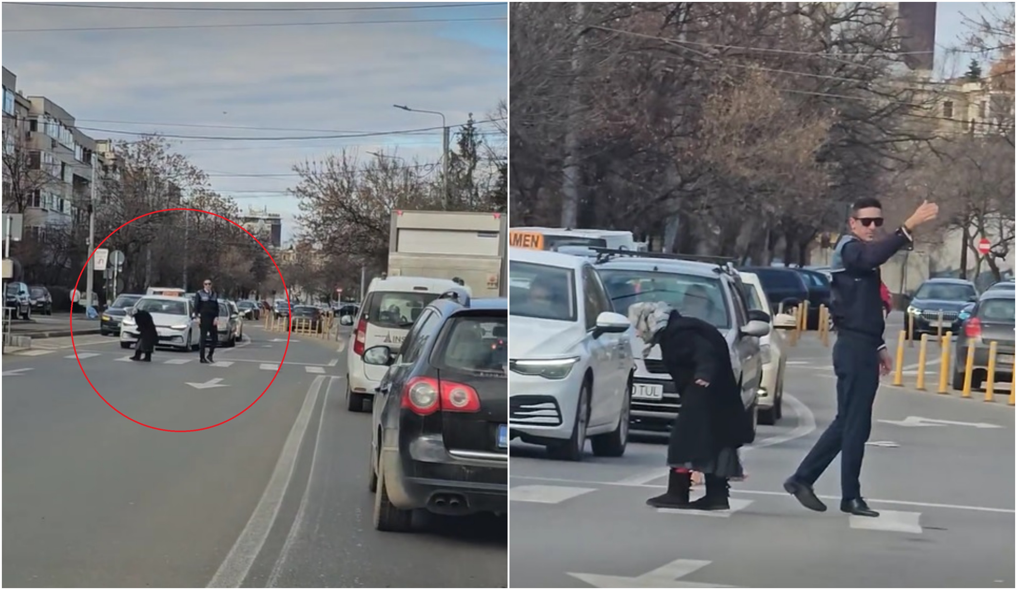 Un polițist din Ploiești a întrerupt examenul auto pentru a ajuta o bătrână să treacă strada. "Așa arată normalitatea!"