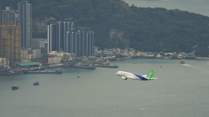 Mainland-made plane performs flypast over Victoria Harbour