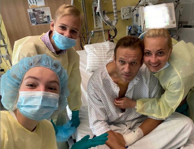 Alexei Navalny, Putin rival poisoned at airport posts first picture from hospital bed, Charite Hospital, Berlin, Germany - 15 Sep 2020