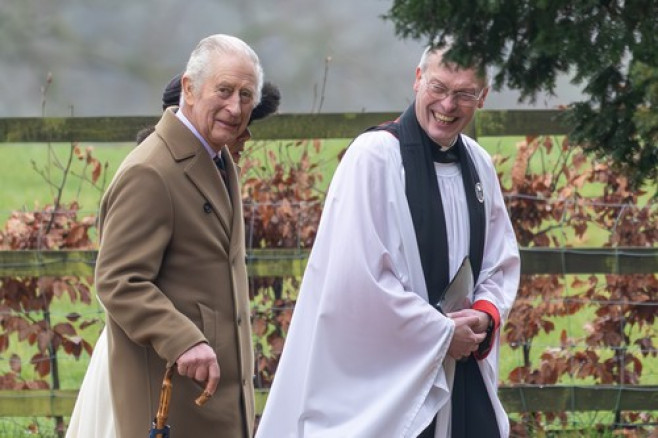 King Charles And Queen Camilla At The Morning Service At St Mary Magdalene Church In Sandringham, Norfolk, On Sunday Morning - 11th Feb 2024