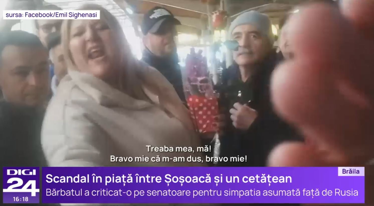 Scandal într-o piață din Brăila între Șoșoacă și un cetățean: „Ce cauți la Ambasada Rusiei?”/ „Treaba mea! Bravo mie că m-am dus!”