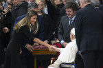 ITALY - POPE FRANCIS GREETING ARGENTINE PRESIDENT JAVIER MILEI AT THE VATICAN - 2024/2/11