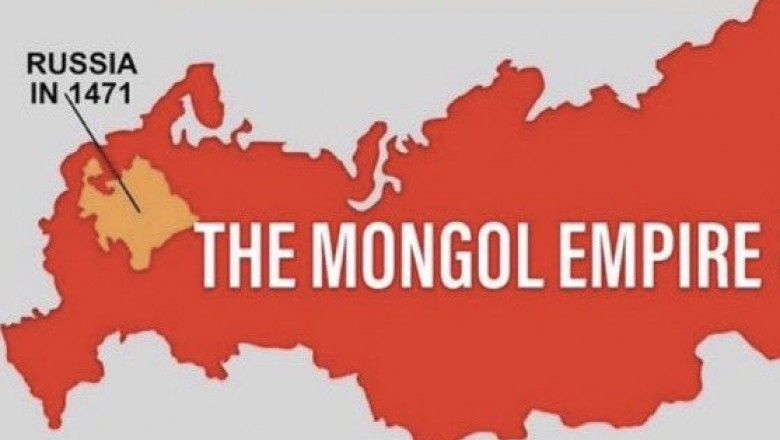 Hartă a Imperiului Mongol și Rusiei în 1471/
