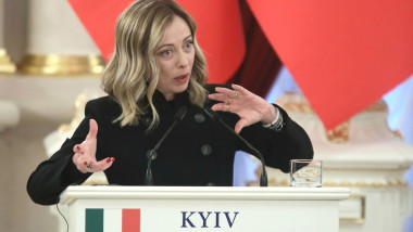Premierul italian Giorgia Meloni, la Kiev.