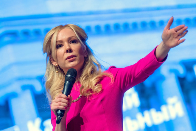 Member of the Public Chamber of Russia, manager of the Association of Internet Industry Market Participants "Safe Internet League" Ekaterina Mizulina during a meeting with students of the Kazan Federal University at the UNICS cultural and sports complex.