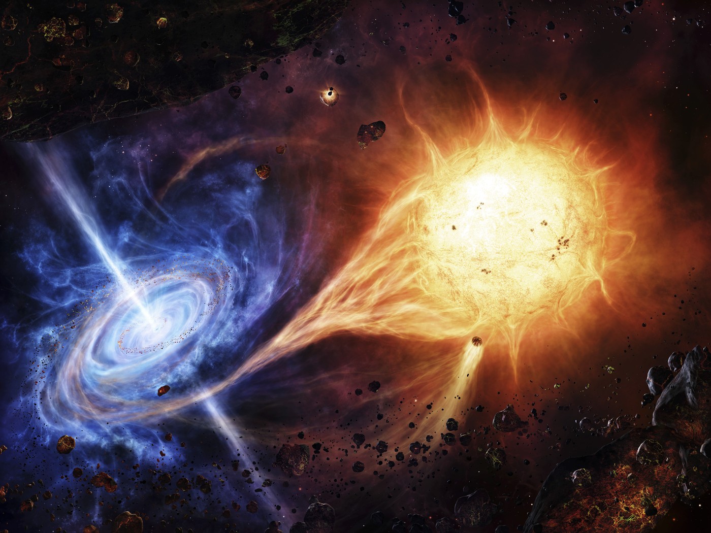 Astronomii au descoperit cel mai luminos obiect din univers – un quasar cu o gaură neagră uriașă care înghite un soare pe zi
