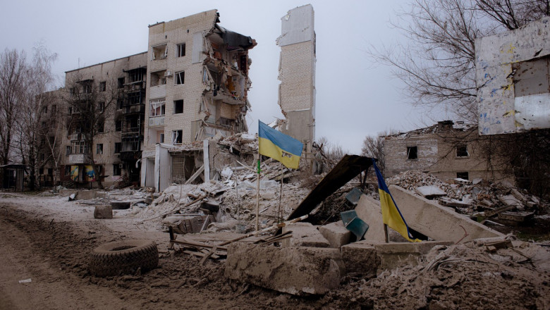Damage in Ukrainian city of Orichiv after almost two years of war
