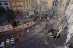 Italy, Naples: Cars swallowed by a huge sinkhole that opened up in a road in Naples's Vomero district.