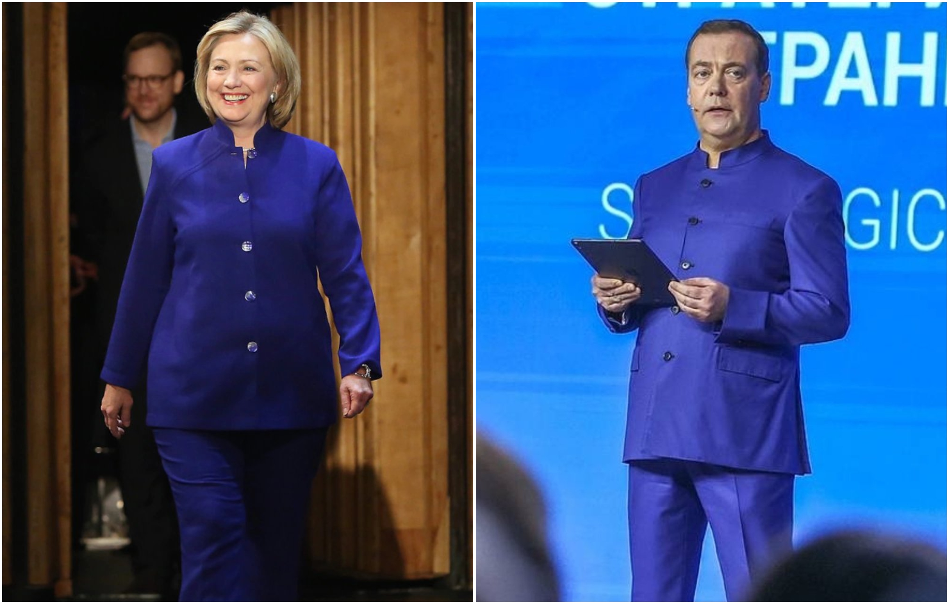 Medvedev, subiect de glume: „Poartă costumul lui Hillary Clinton?”