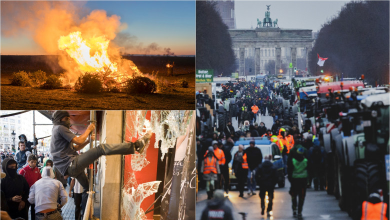 colaj incendiu, jafuri, revolte, proteste ale fermierilor în Europa