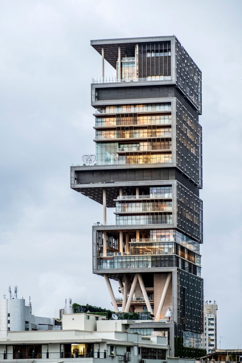 Mumbai, India. Antilia, the world's costliest private residence, owned by Mukesh Ambani of Reliance Industries