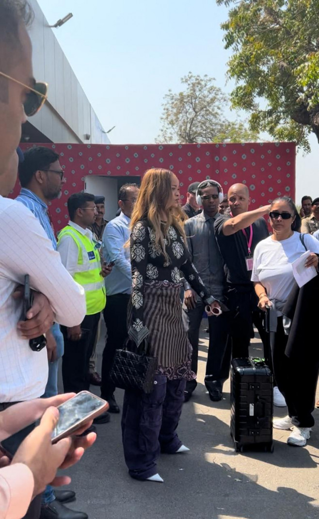 Rihanna and ASAP Rocky seen arriving in Gujrat, India for the Anant Ambani Wedding