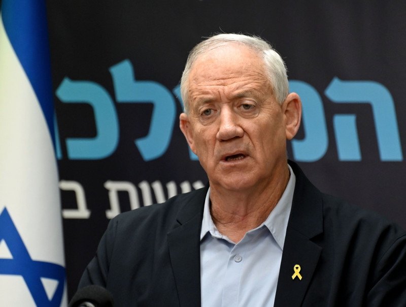 Benny Gantz Gives A Press Briefing In The Knesset
