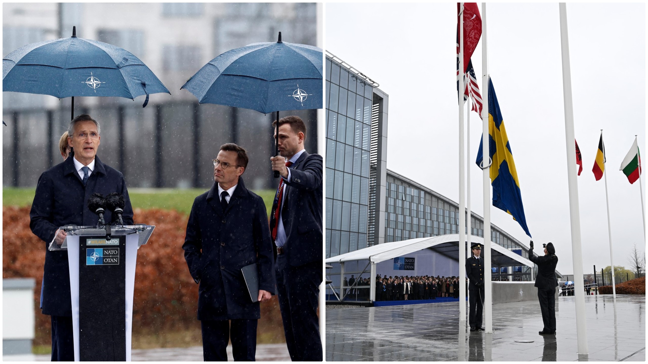 Momentul în care steagul Suediei a fost înălțat la sediul NATO. Stoltenberg: Putin a eșuat